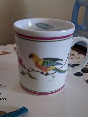 Lynn Chase Parrots of Paradise  Mug in White and Multicolor